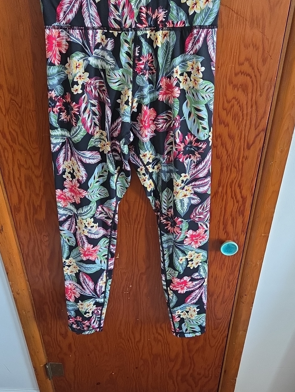 MINKPINK Black Floral Tropical Leggings with Pink, Yellow & Green Print